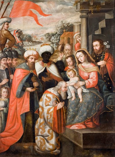 Aanbidding der Wijzen door Cuzco School
